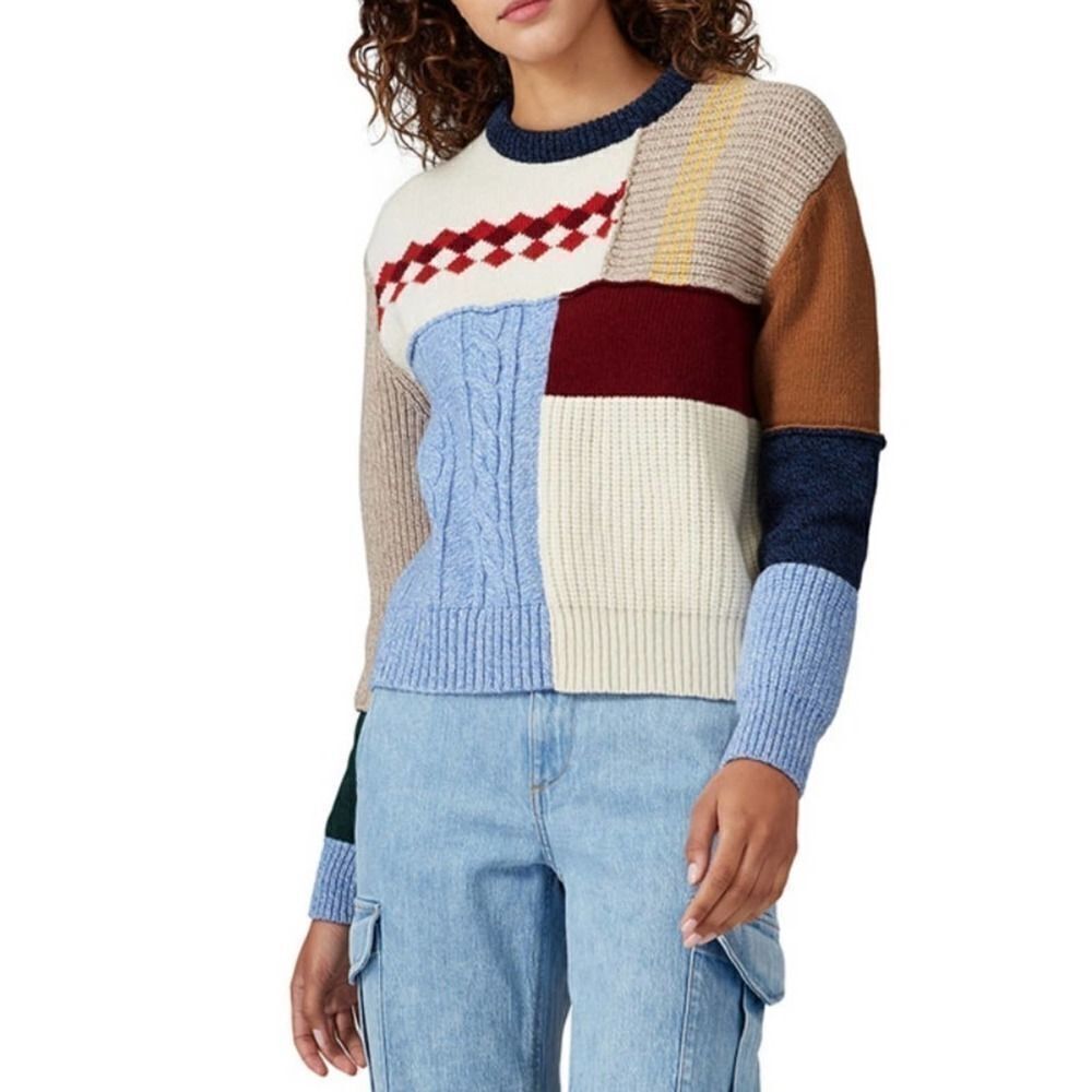 Alexa Chung chunky sweater wool patchwork - Picture 2 of 3